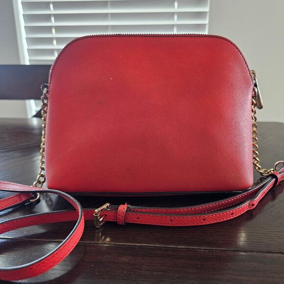Michael Kors Red Cindy Dome Leather Chain Crossbody Bag - Picture 2 of 8